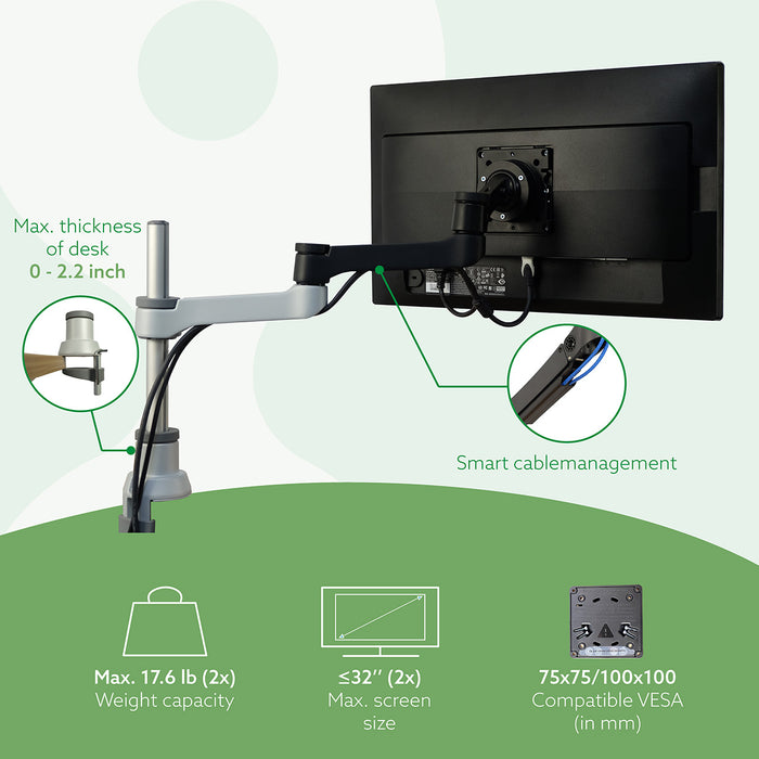 R-Go Double Monitor Arm (Zepher)